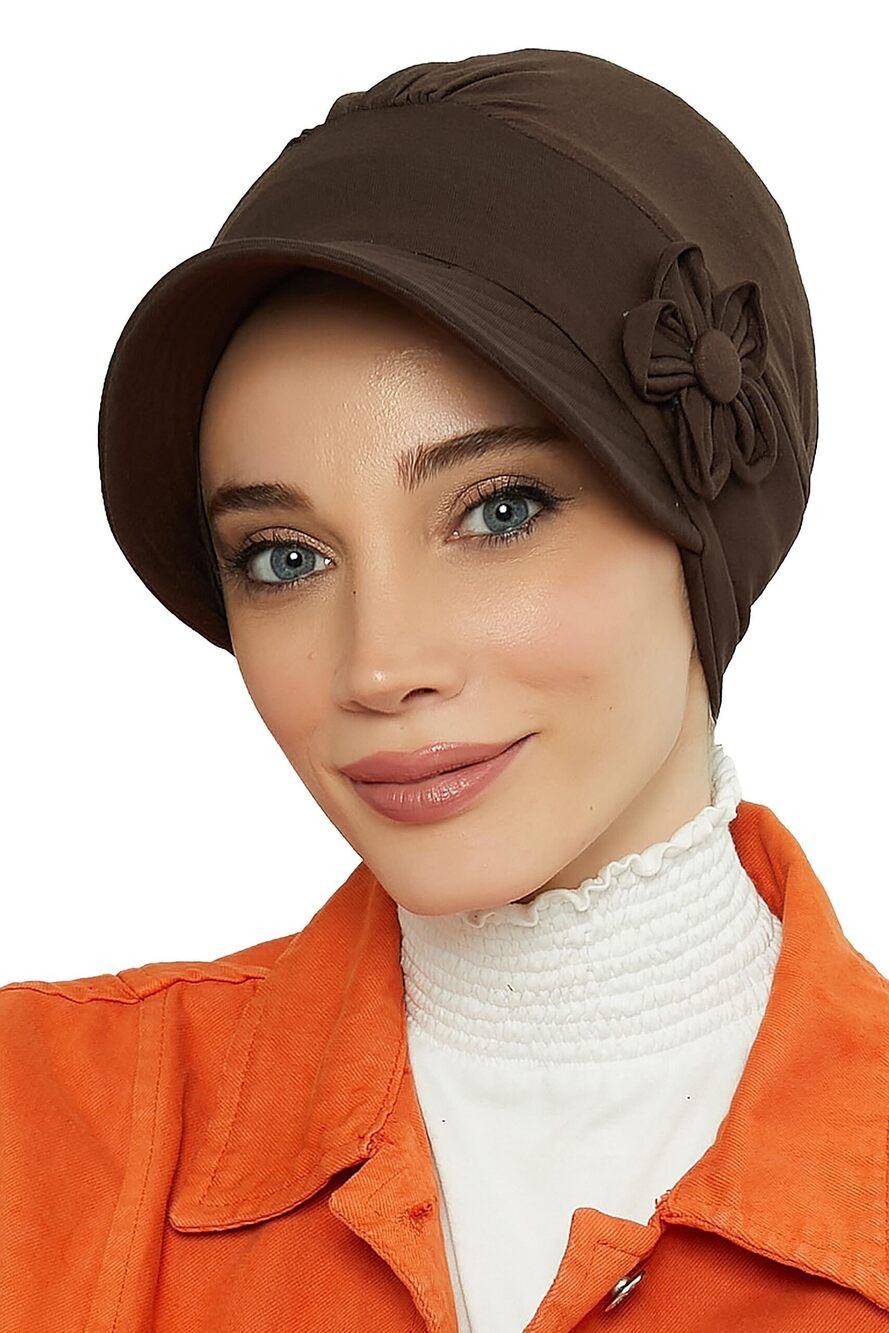 9406 Instant Turban Newsboy Cap, 95% Cotton Bonnet-Hat Scarf Head Wrap